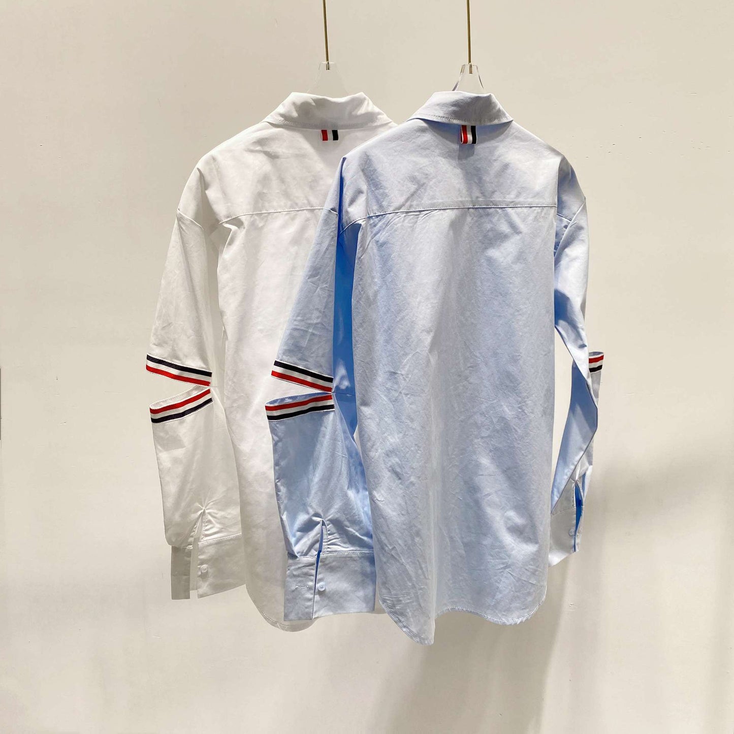 Women's Cotton Polo Shirt - Classic V-Neck with Striped Grosgrain Detail