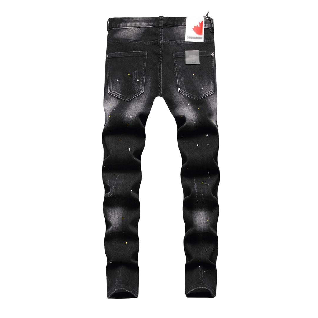 DSQ2 Men's Slim Fit Stretch Jeans – Dark Wash with Signature Logo Label