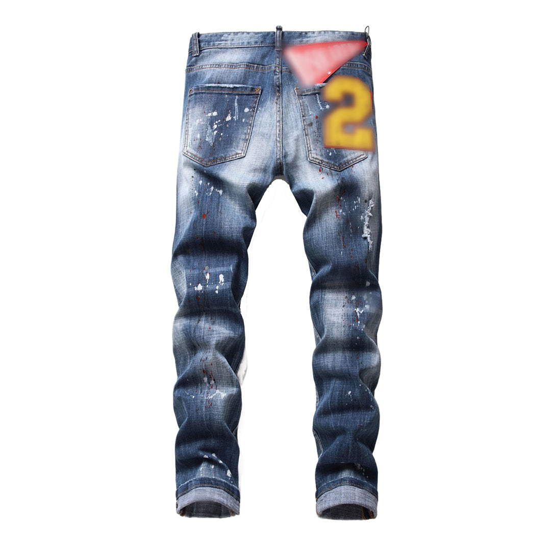 DSQ2 Men's Slim Fit Ripped Jeans – Italian Design, Dark Wash