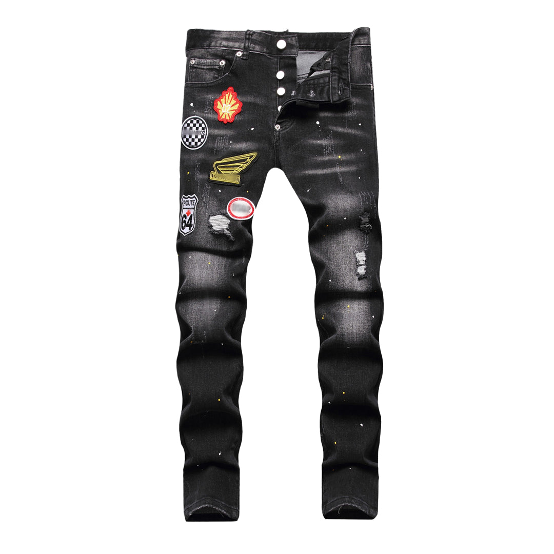 DSQ2 Men's Slim Fit Stretch Jeans – Dark Wash with Signature Logo Label