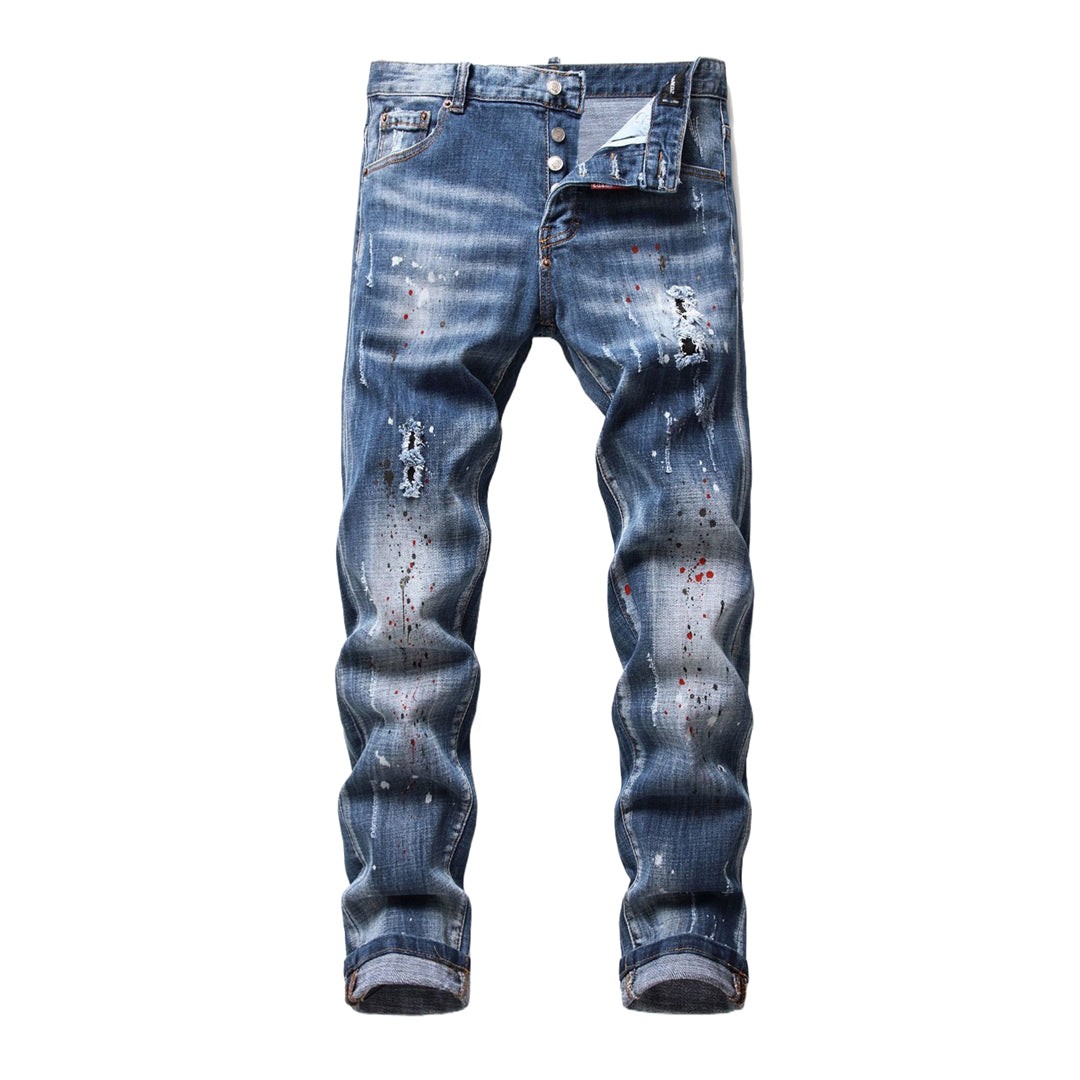 DSQ2 Men's Slim Fit Ripped Jeans – Italian Design, Dark Wash