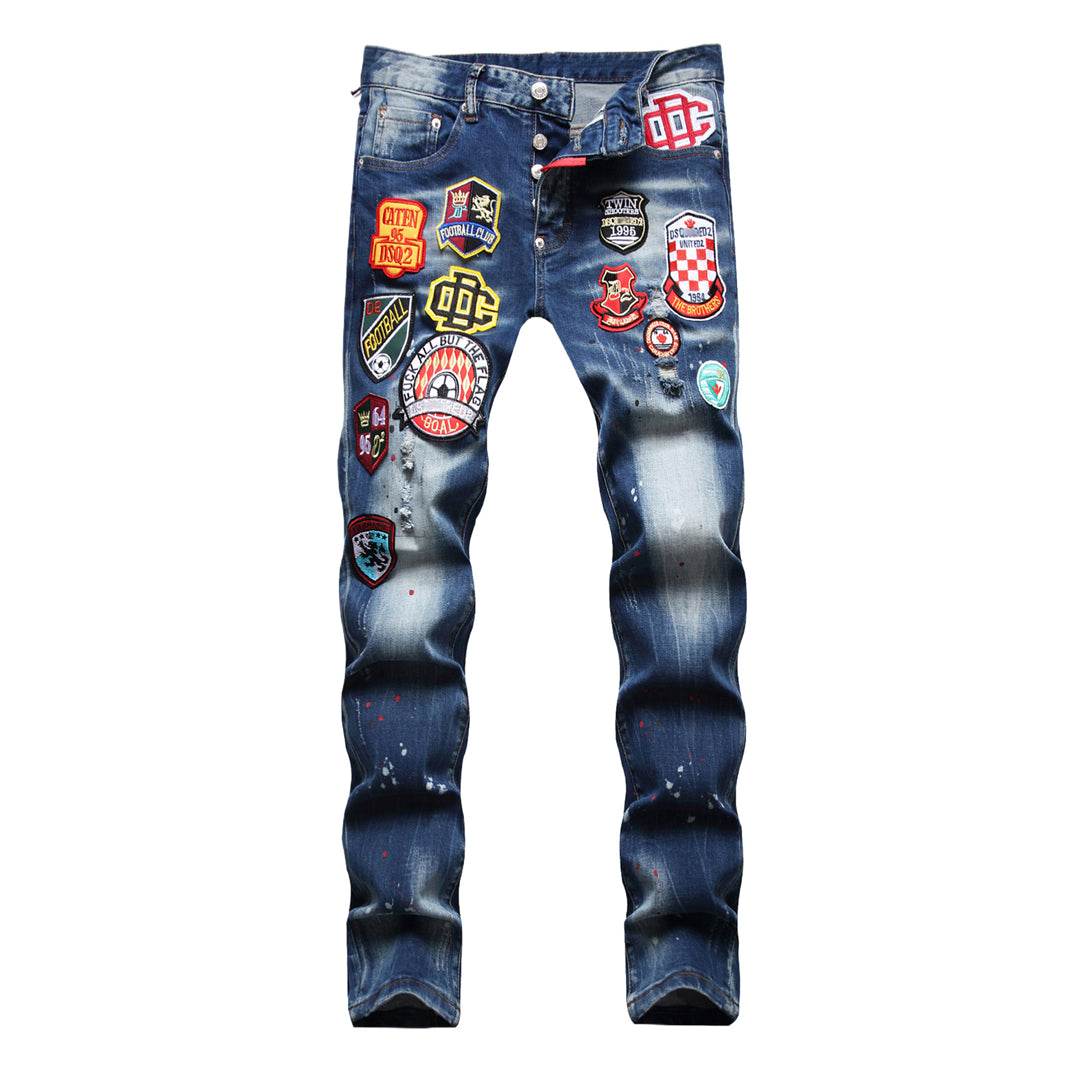 DSQ2 Men's Slim Fit Ripped Jeans – Dark Wash | Italian Design