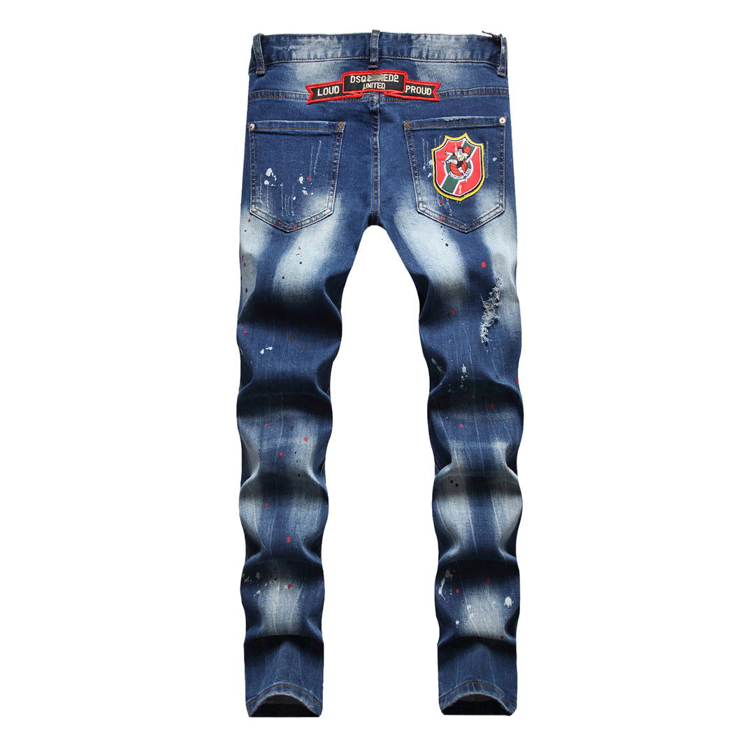 DSQ2 Men's Slim Fit Ripped Jeans – Dark Wash | Italian Design