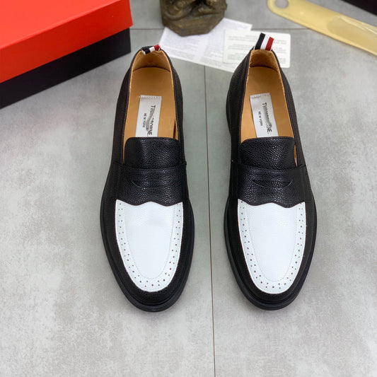 Thom BrowneMen's Premium Leather Dress Shoes - Handcrafted Cowhide Formal Shoes with Grosgrain Detail