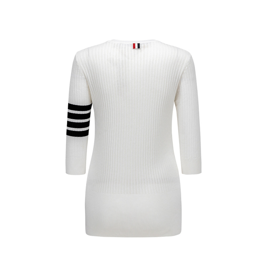 Thom BrowneWomen's Hollow Out T-Shirt - Striped Grosgrain Trim Detail