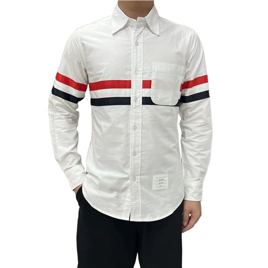 Men's 100% Cotton Business Shirt in White & Blue - Essential Professional Dress Shirt