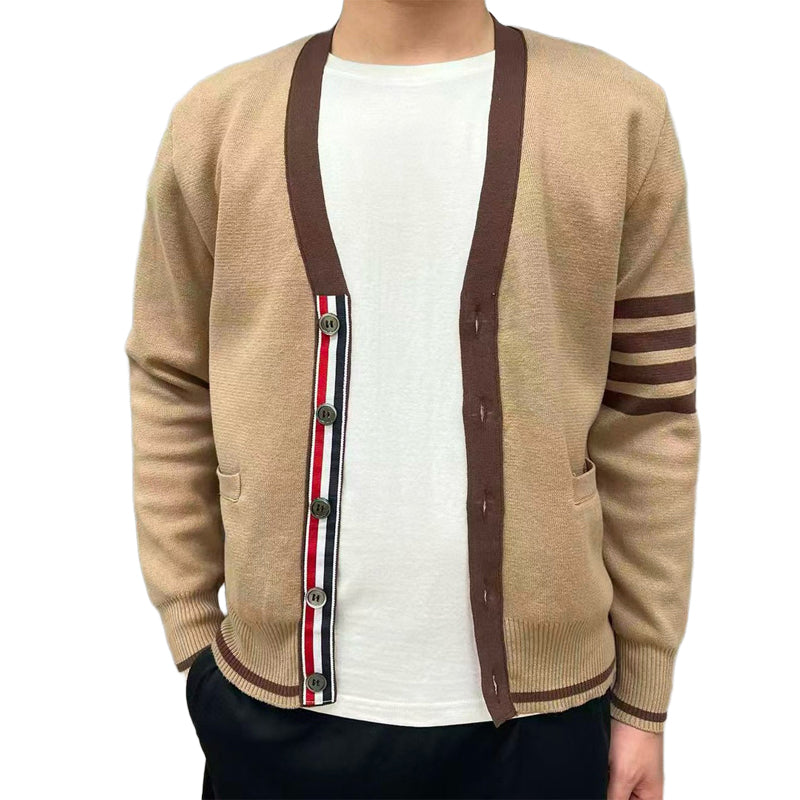 Thom BrowneClassic V-Neck Knitted Cardigan Sweater