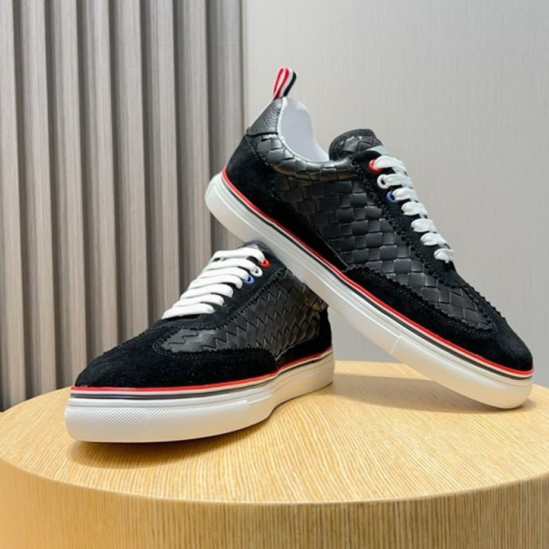 Thom BrowneClassic Leather Sneakers with Signature Grosgrain Buckle - Premium Craftsmanship