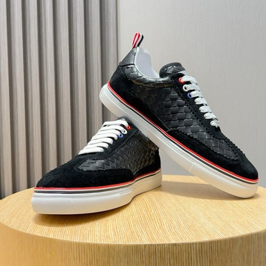 Thom BrowneClassic Leather Sneakers with Signature Grosgrain Buckle - Premium Craftsmanship