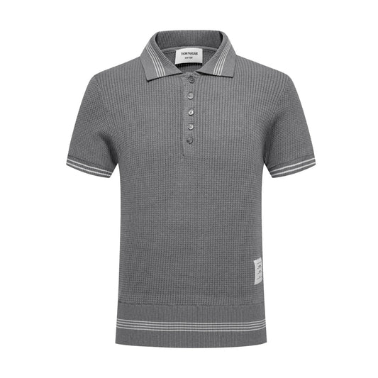 Men's Waffle Fabric Polo Shirt | 4-Bar Detail | Heritage Grosgrain