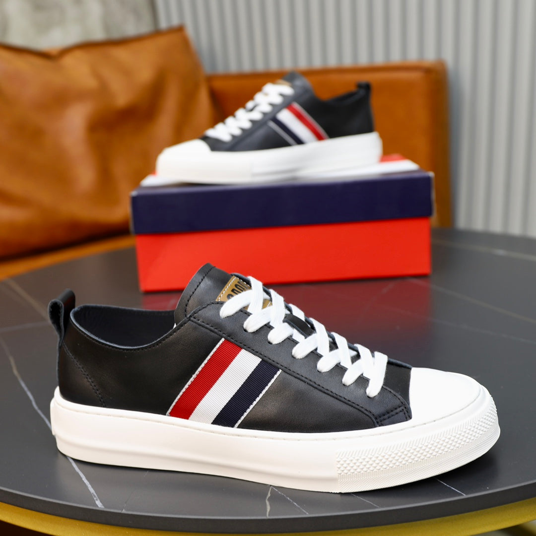 Thom BrowneMen's Classic Leather Sneakers - Premium Cowhide Low-Top Casual Shoes