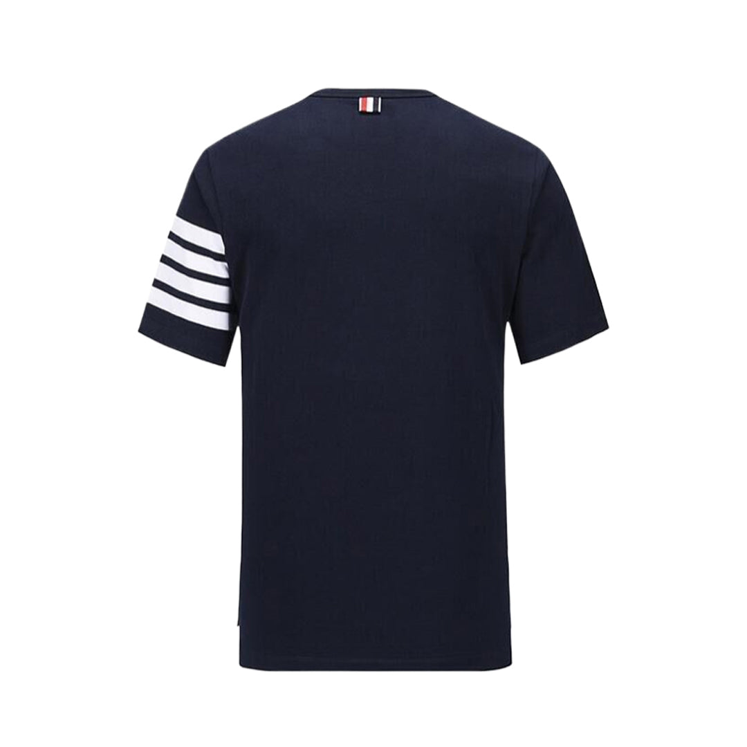 Thom BrowneMen's Embroidered T-Shirt | Signature Grosgrain Detail | Timeless Cut