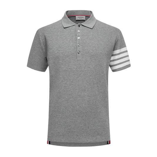 Thom BrowneMen's Business Polo Shirt | V-Neck | 4-Bar Sleeve Detail