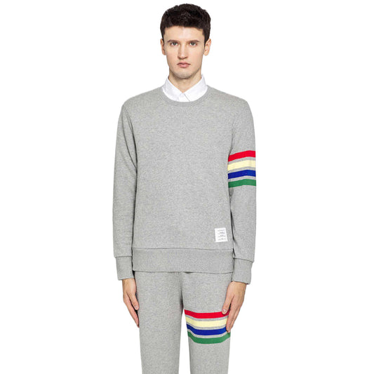 Thom Browne4-Bar Stripe Crew Neck Sweatshirt - Premium Cotton Pullover