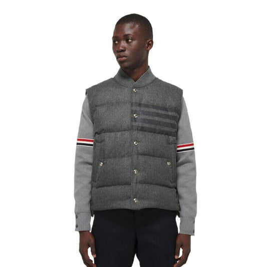 Thom BrowneHeritage 4-Bar Down Vest | Premium Down Fill | Ribbed Collar