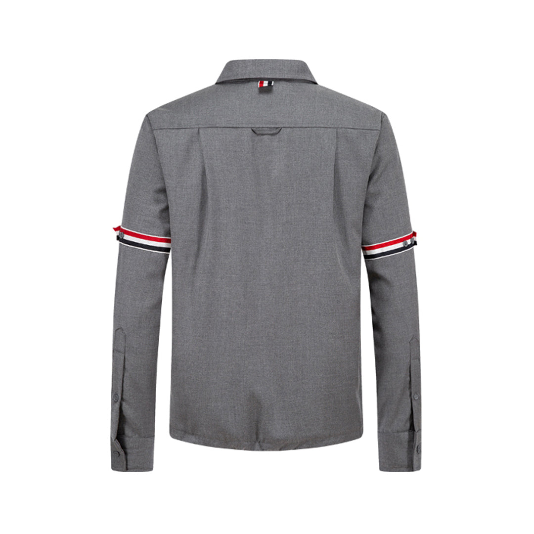 Thom Browne4-Bar Double Armband Jacket with Signature Grosgrain Detail