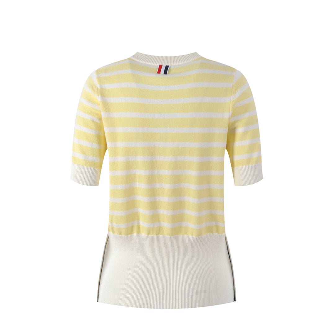 Thom BrowneWomen's Striped T-Shirt - Grosgrain Trim Detail