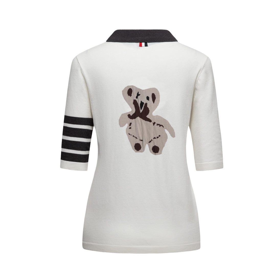 Thom BrowneWomen's Bear Print Polo Shirt - Classic Cotton Design