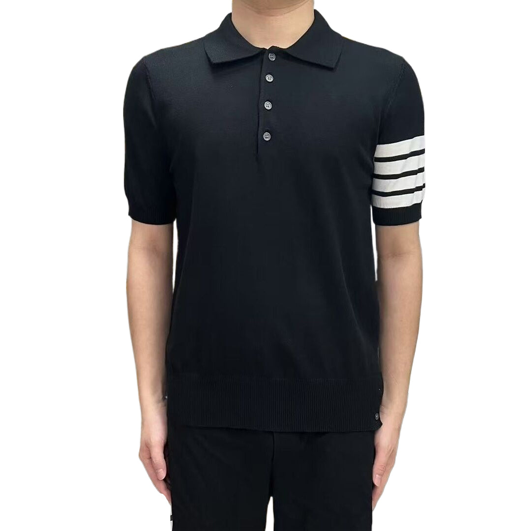Thom BrowneMen's Nautical Knit Polo Shirt | 4-Bar Detail | Heritage Grosgrain