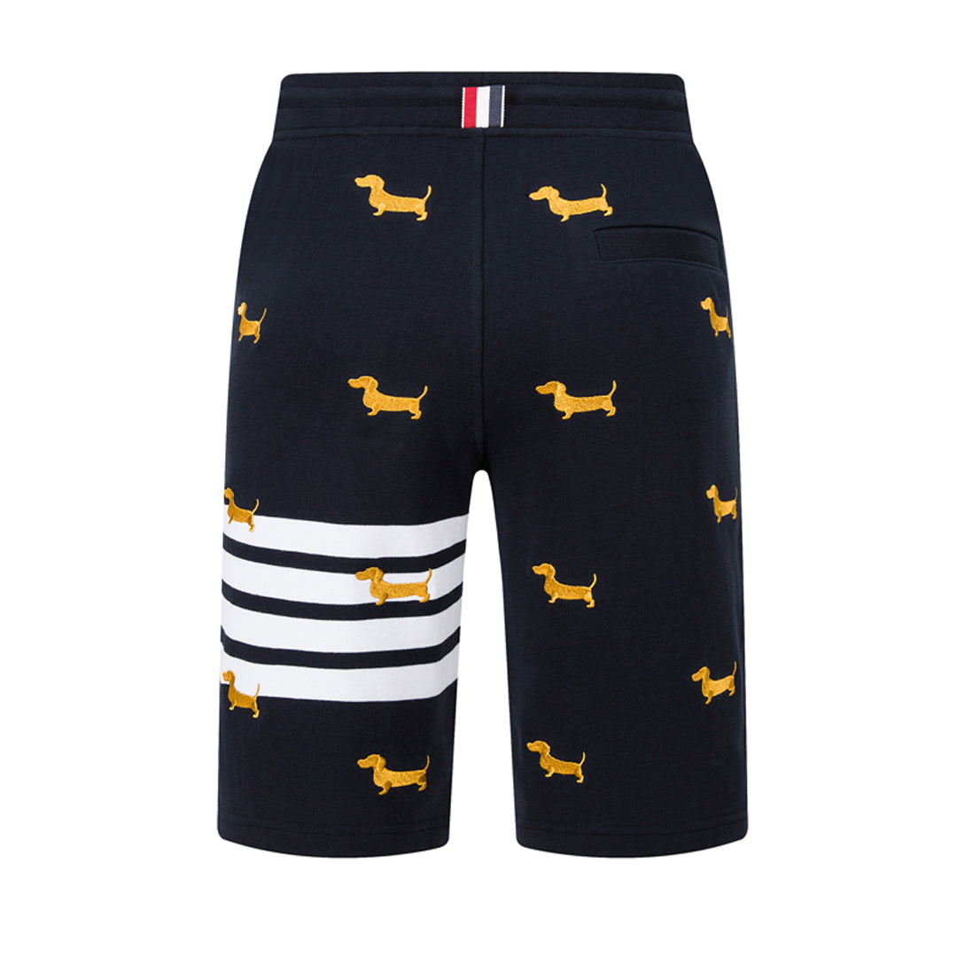 Thom BrowneMen's Embroidery Shorts - 100% Cotton Made in Japan with 4-Bar Detail