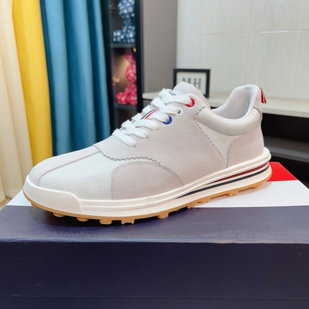 Thom BrownePremium Handcrafted Leather Sneakers with Grosgrain Buckle - Essential Style