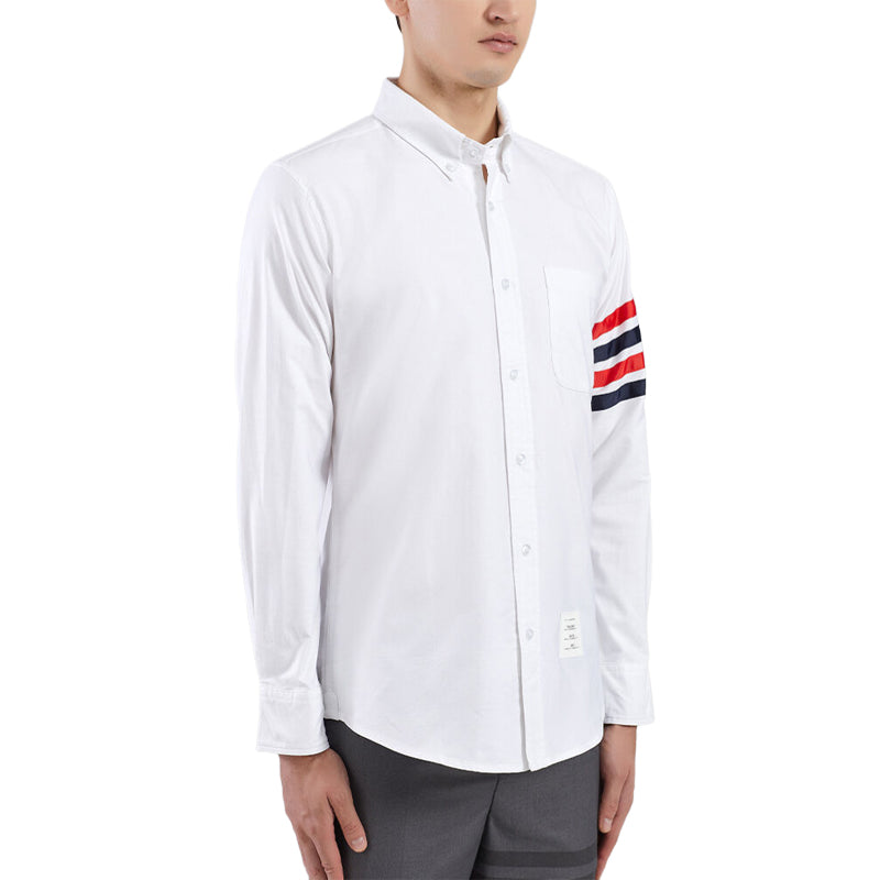 Thom BrowneCasual 4-Bar Rainbow Oxford Elastic Shirt