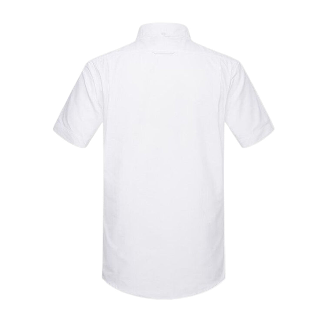 Thom BrowneMen's Short Sleeve Oxford Shirt - 100% Cotton Striped Grosgrain Detail