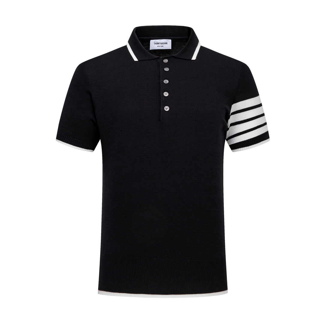 Thom BrowneMen's Contrast Stripe Polo Shirt | 4-Bar Detail | Heritage Grosgrain