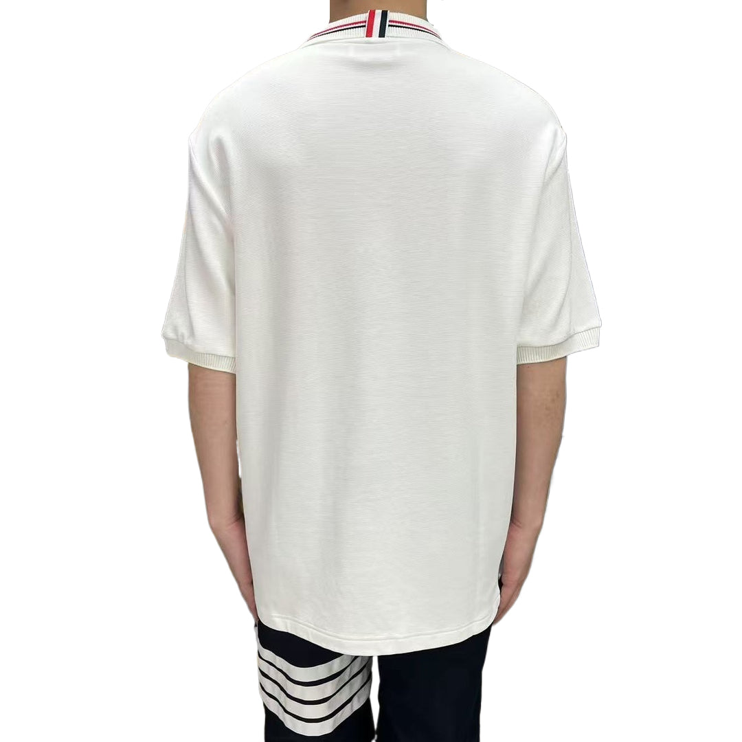 Thom BrowneMen's Signature Cotton Polo Shirt | 4-Bar Detail | Heritage Trim