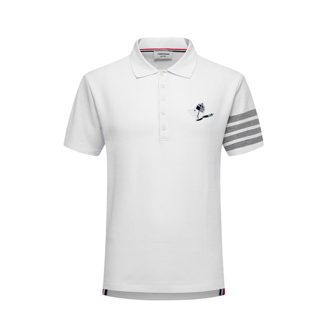 Thom BrowneMen's Embroidered Polo Shirt | 4-Bar Detail | Heritage Grosgrain Trim