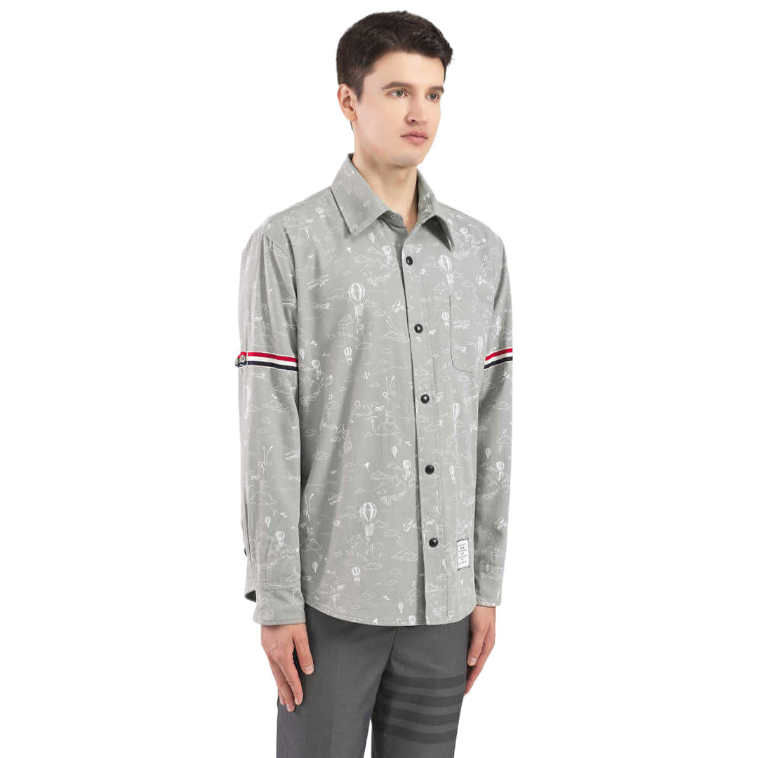 Thom BrowneMen's Business Oxford Shirt - 100% Cotton Button-Front Dress Shirt