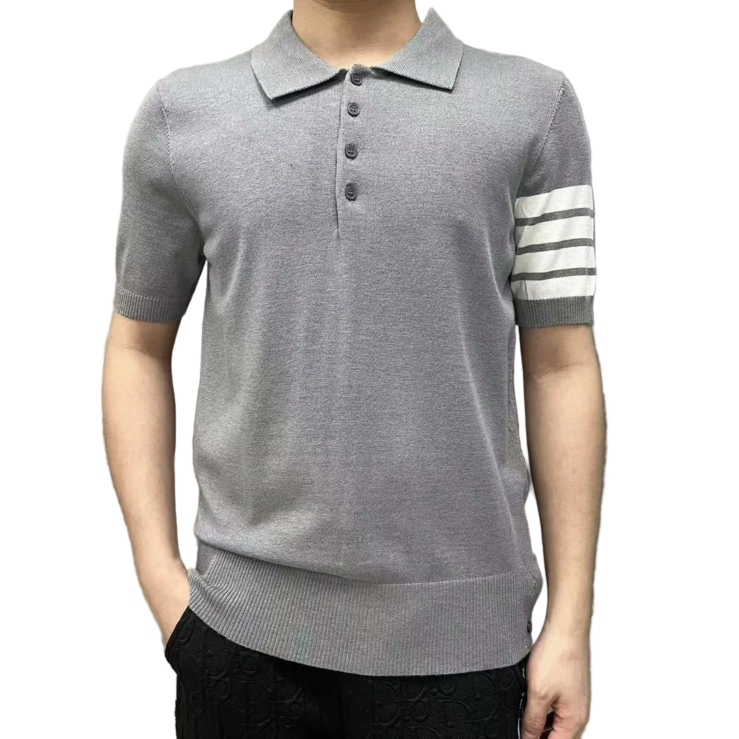 Thom BrowneMen's Nautical Knit Polo Shirt | 4-Bar Detail | Heritage Grosgrain
