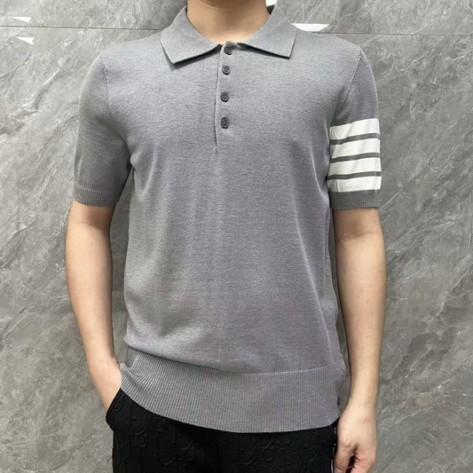 Thom BrowneMen's Nautical Knit Polo Shirt | 4-Bar Detail | Heritage Grosgrain