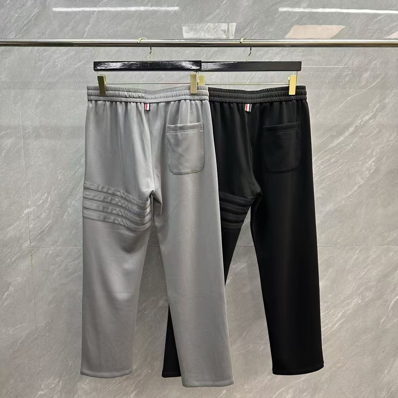 Four-Stripe Tech Fabric Straight-Leg Casual Trousers