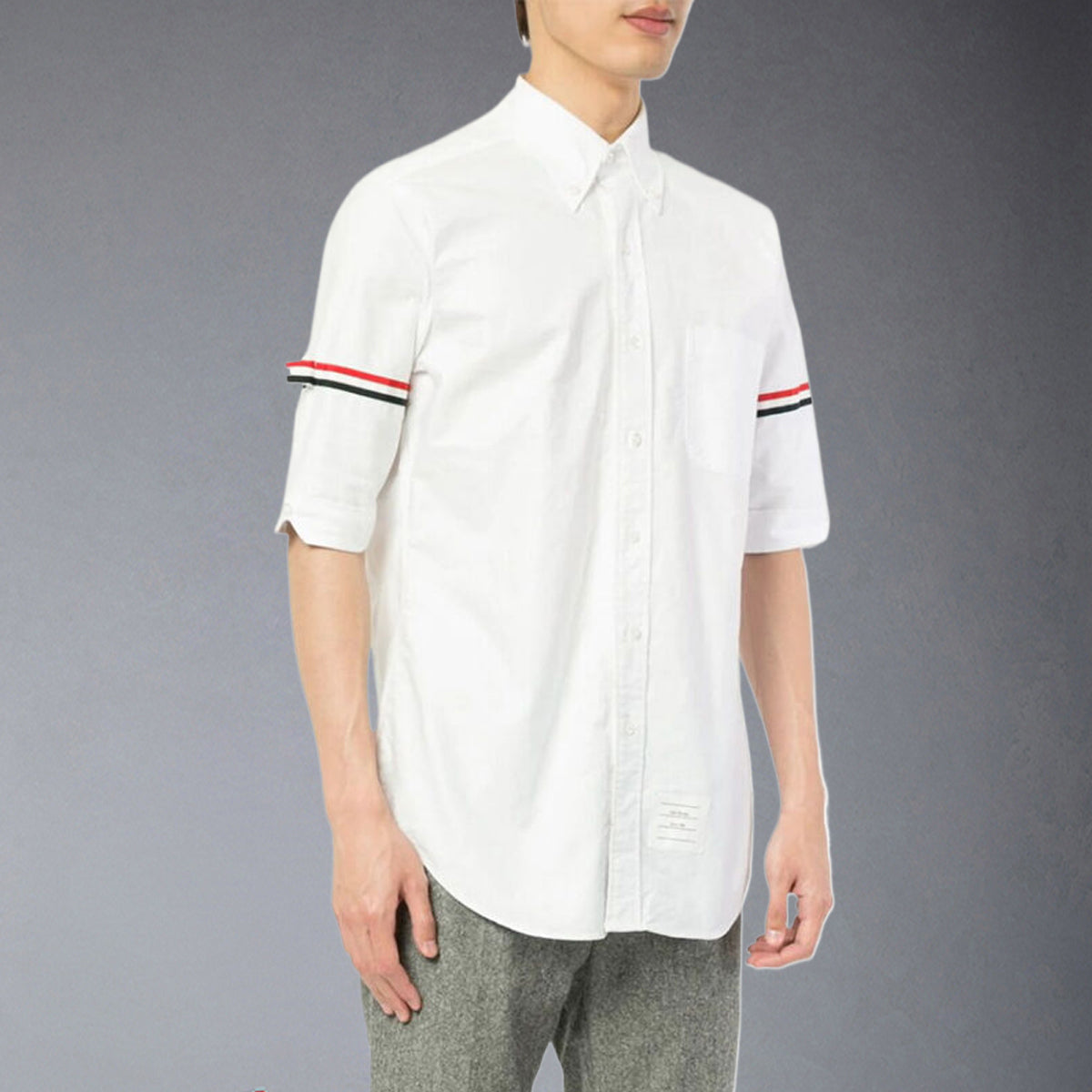 Thom BrowneClassic 4-Bar Striped Short Sleeve Oxford Shirt