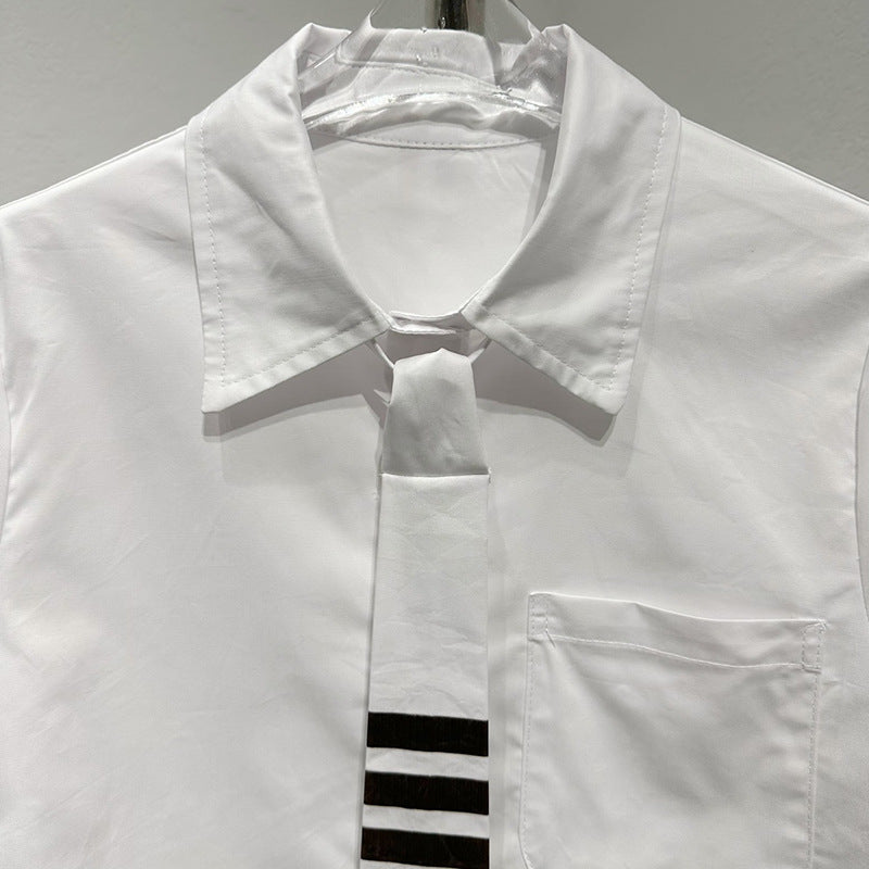 Thom BrowneElegant Tie-Front Cotton Shirt - Japanese Crafted Women's Blouse