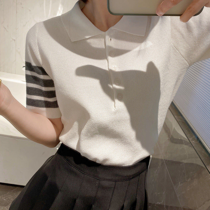 Thom BrowneTextured Waffle Cotton T-Shirt - Japanese Crafted Button-Front Tee