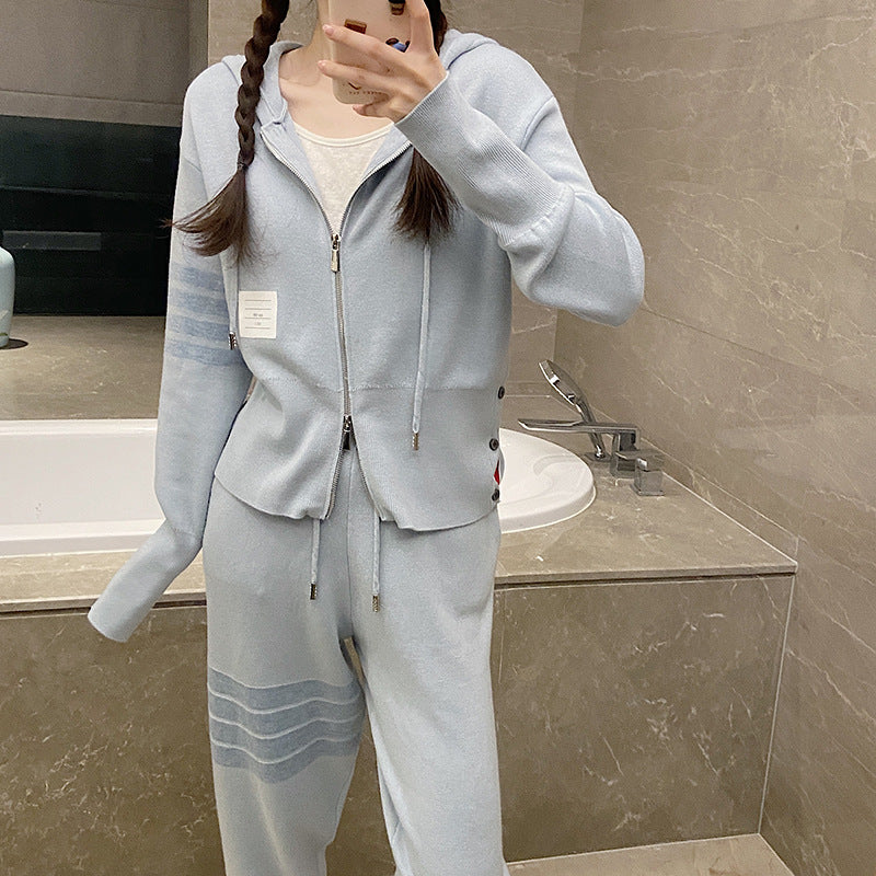Thom BrowneWomen's Cotton Casual Sports Suit - Button Front Top & Pants Set
