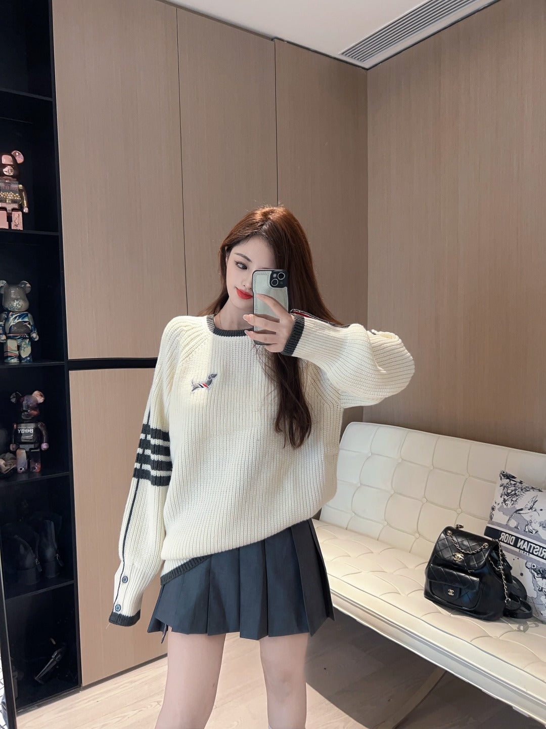 Japanese Cotton Pullover Sweater - Partial Button Front