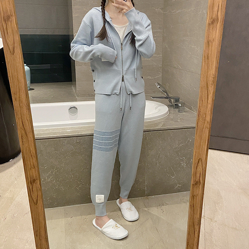 Thom BrowneWomen's Cotton Casual Sports Suit - Button Front Top & Pants Set