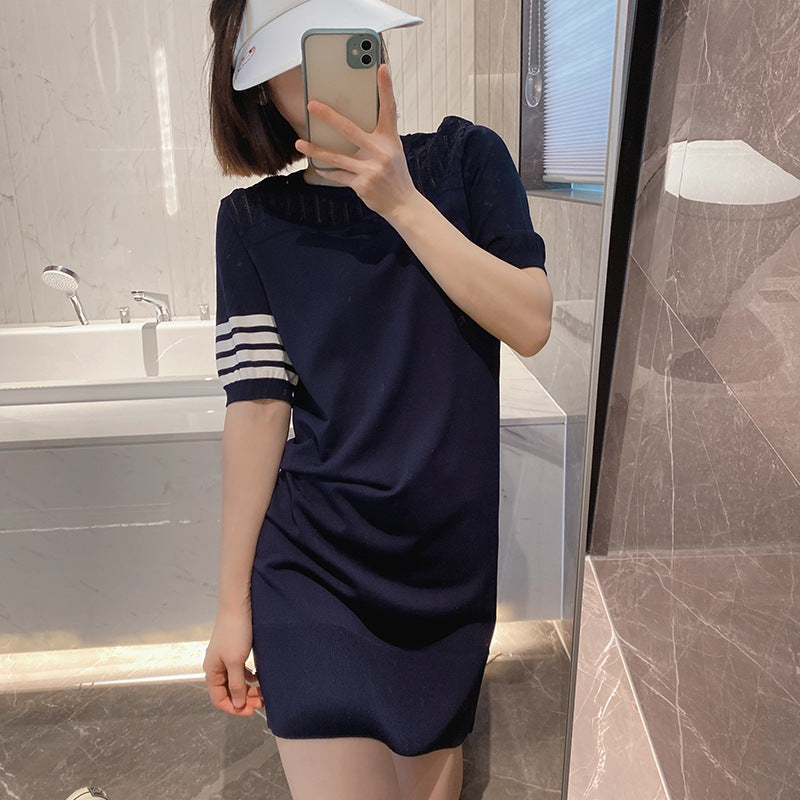 Thom BrowneWomen's 4-Bar Cotton Dress - Button Front | Japanese Made