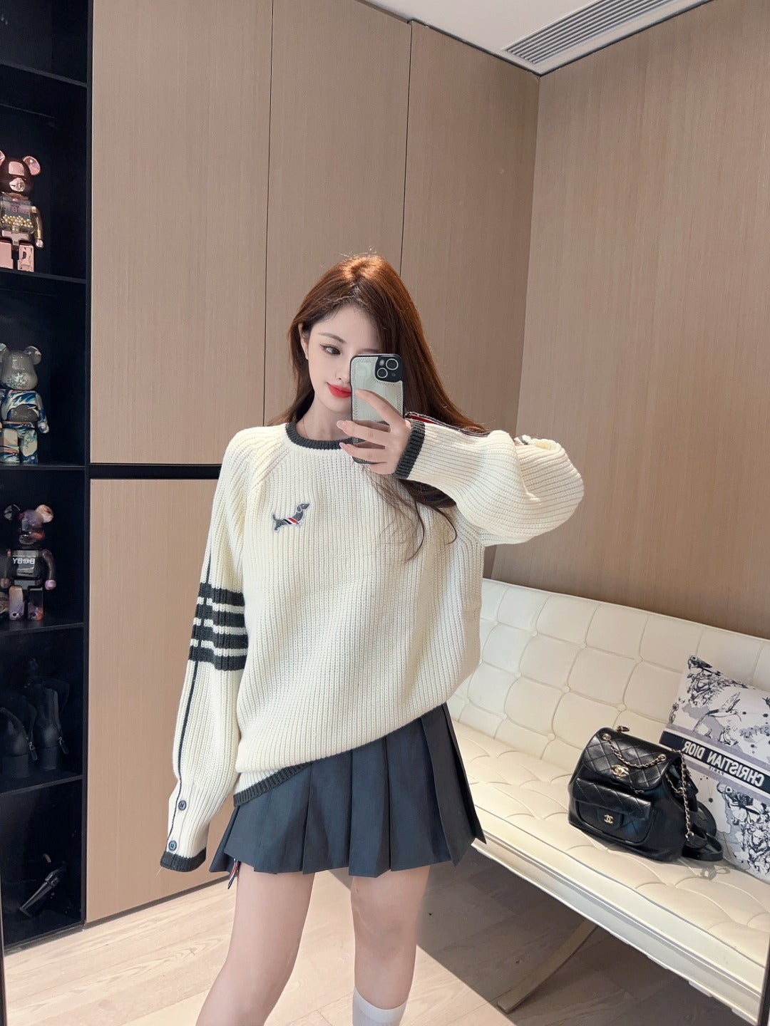 Japanese Cotton Pullover Sweater - Partial Button Front