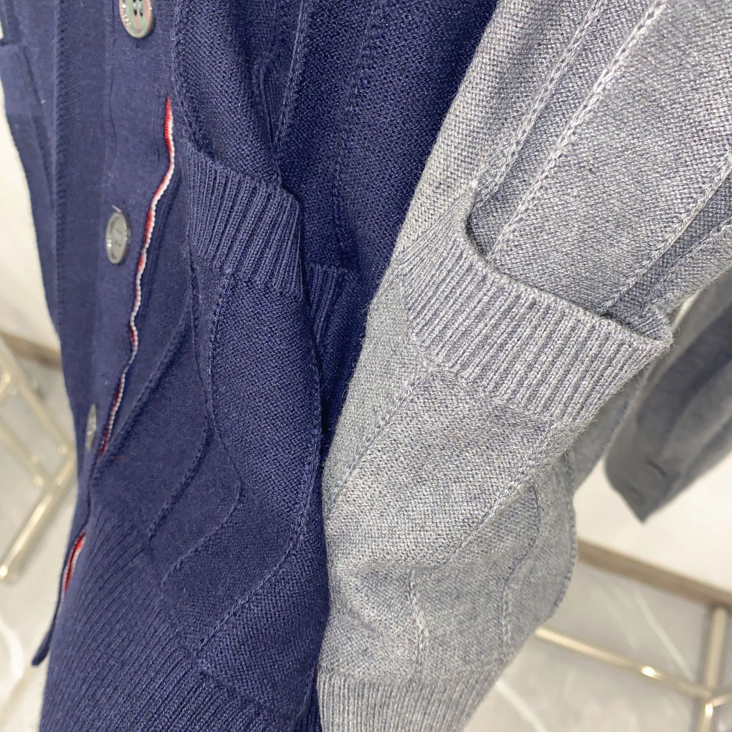 Thom BrowneJapanese Cotton Knitted Cardigan - Partial Button Front