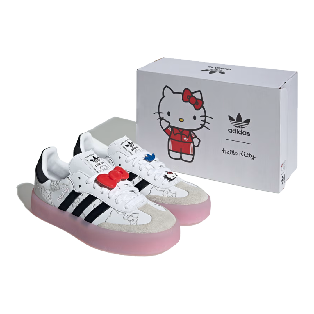 Womens adidas x Hello Kitty Sambae White Black Clear Pink IG4450 - Image 3