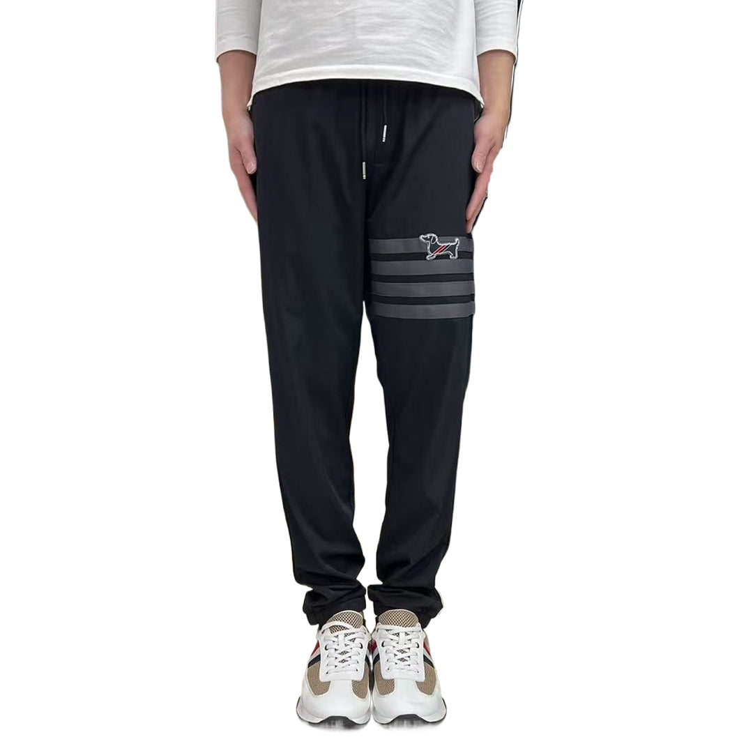 Thom BrowneMen's Casual Sports Pants - 100% Cotton with 4-Bar Stripe Detail