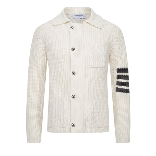 Thom BrowneMen's Classic Zip-Up Hooded Sweater with Drawstring