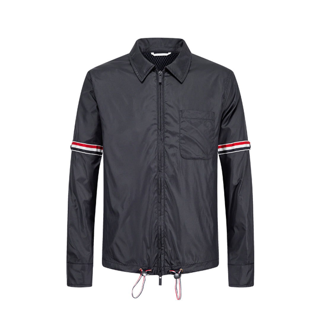Thom Browne4-Bar Double Armband Jacket with Signature Grosgrain Detail