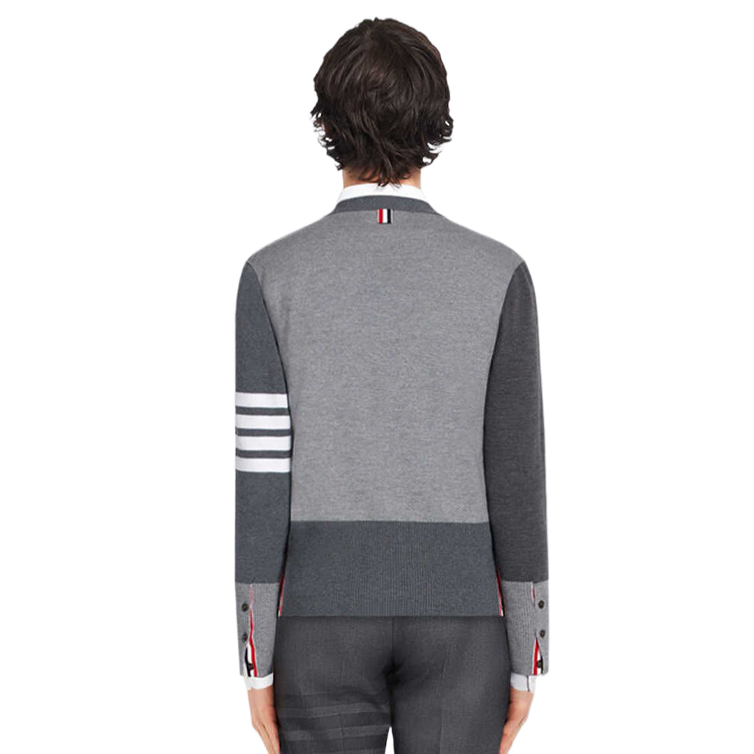 Thom BrowneMen's Classic V-Neck Knitted Cardigan with 4-Bar Sleeve Detail