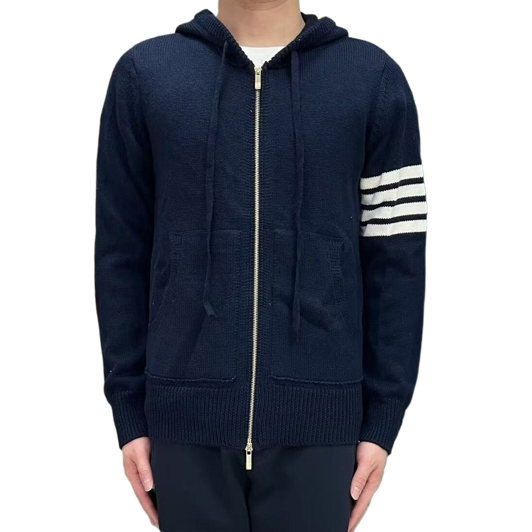 Thom BrowneMen's Classic V-Neck Knitted Cardigan with 4-Bar Sleeve Detail