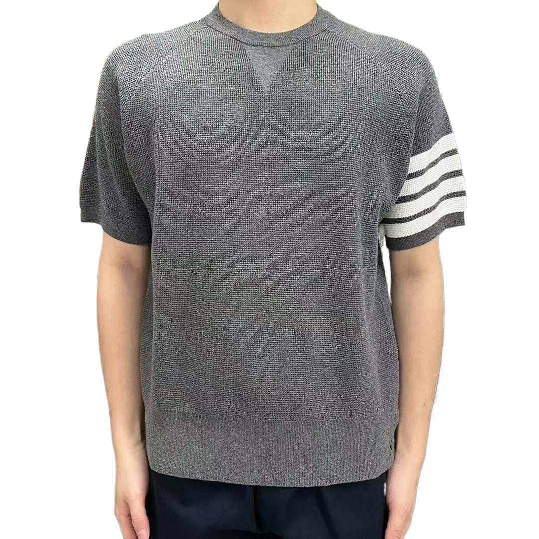 Thom BrowneMen's Waffle Knit Polo Shirt | 4-Bar Detail | Textured Heritage